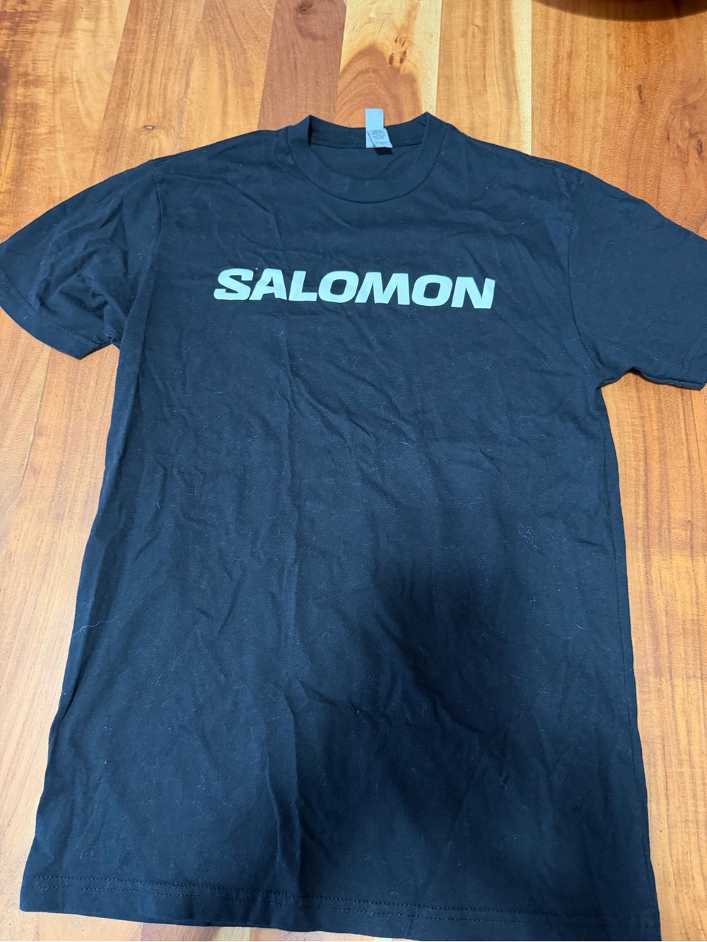 Salomon Black Short Sleeve Logo Tee with Pale Blue Print